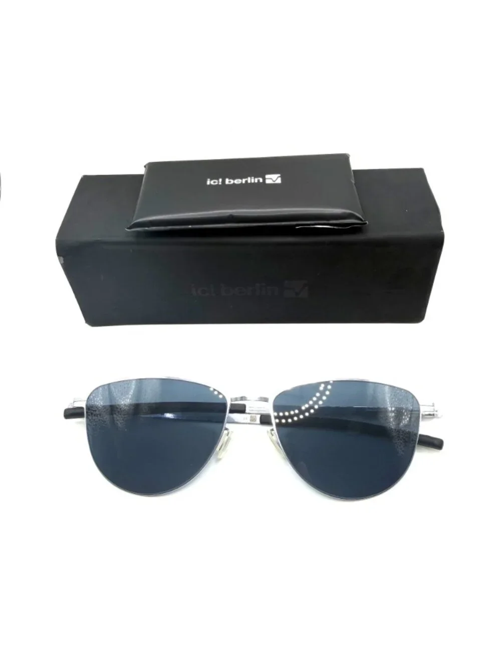 NEW IC! BERLIN PALI-FASHION SILVER/BLUE TINTED UNISEX SUNGLASSES 55MM 16 145